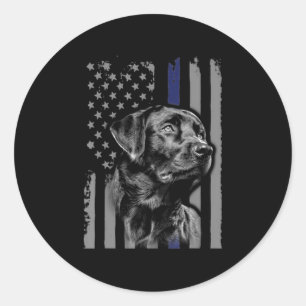 Hondenliefhebber Zwarte Labrador American Flag T Ronde Sticker
