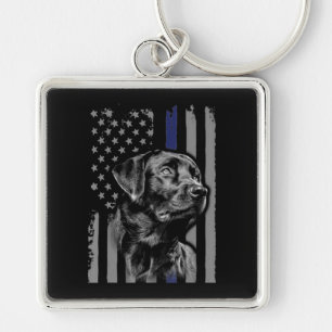 Hondenliefhebber Zwarte Labrador American Flag T Sleutelhanger