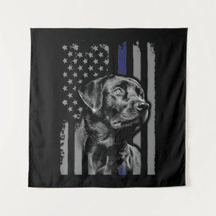 Hondenliefhebber   Zwarte Labrador American Flag T Wandkleed