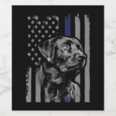 Hondenliefhebber | Zwarte Labrador American Flag T Wijn Etiket (Enkel label)