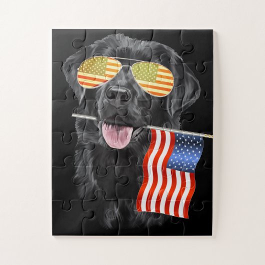 Hondenliefhebber | Zwarte Labrador USA Amerikaanse Legpuzzel (Verticaal)