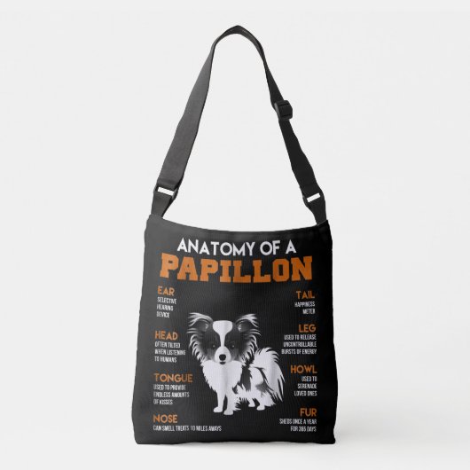 Hondenliefhebbers | Anatomie van een papillon-hond Crossbody Tas (Voorkant)