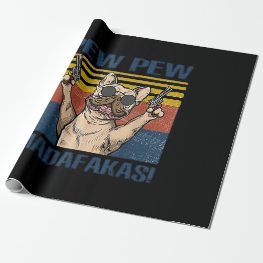 Hondenliefhebbers | Bulldog Pew Pew Madafakas Cadeaupapier (Uitgerold)