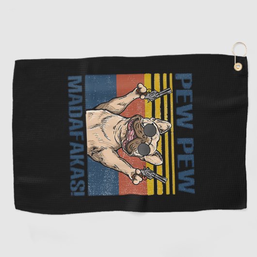 hondenliefhebbers | Bulldog Pew Pew Madafakas Golfhanddoek (Horizontaal)