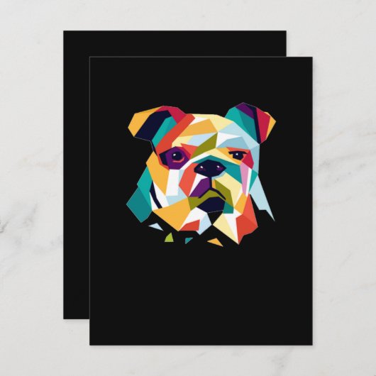 hondenliefhebbers | Bulldog Polygonal Abstract Gra Bedankkaart (Voorkant / Achterkant)