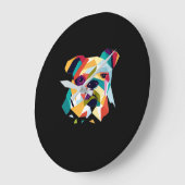 Hondenliefhebbers | Bulldog Polygonal Abstract Gra Grote Klok (Hoek)
