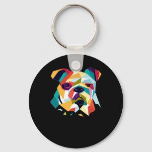 Hondenliefhebbers Bulldog Polygonal Abstract Gra Sleutelhanger