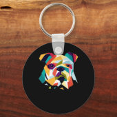 Hondenliefhebbers | Bulldog Polygonal Abstract Gra Sleutelhanger (Voorkant)