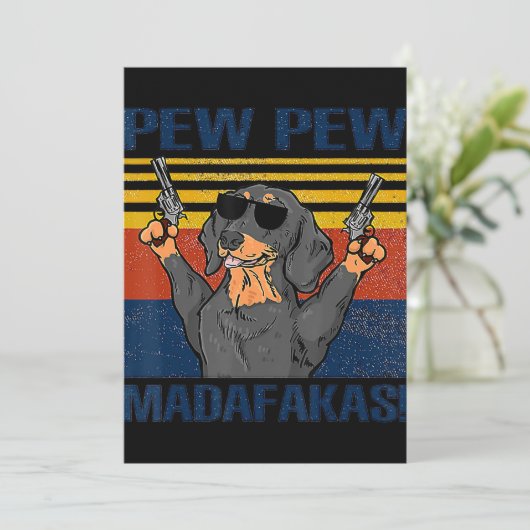 hondenliefhebbers | Dachshund Pew Pew  Bedankkaart (Staand voorkant)