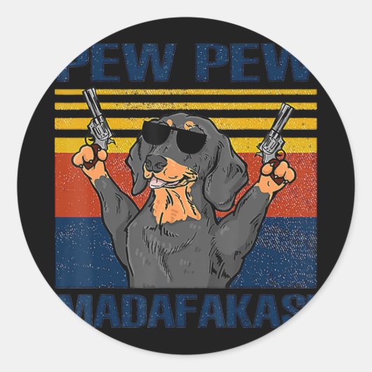 Hondenliefhebbers | Dachshund Pew Pew  Ronde Sticker (Voorkant)