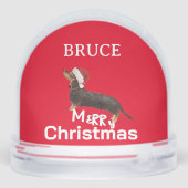 Hondenliefhebbers Dacshund Fun Red Merry Christmas Sneeuwbol (Achterkant)