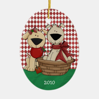 hondenliefhebbers Eerste Kerstmis met een persoonl Keramisch Ornament