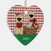 hondenliefhebbers Eerste Kerstmis met een persoonl Keramisch Ornament (Rechts)