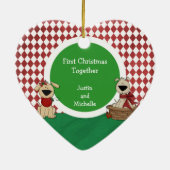 hondenliefhebbers Eerste Kerstmis met een persoonl Keramisch Ornament (Achterkant)