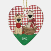 hondenliefhebbers Eerste Kerstmis met een persoonl Keramisch Ornament (Links)