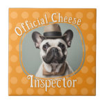 Hondenliefhebbers Foto Kaas Inspector Tegeltje<br><div class="desc">Leuke keuken decor. Hondenliefhebbers gepersonaliseerde tegel. officiële kaasinspecteur</div>