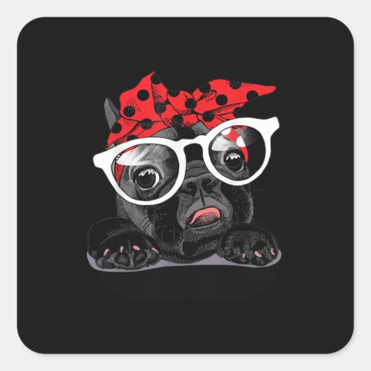 Hondenliefhebbers | Frans Bulldog Portret in een h Vierkante Sticker (Voorkant)