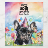Hondenliefhebbers Franse bulldog 50ste verjaardags Wijn Etiket (Enkel label)