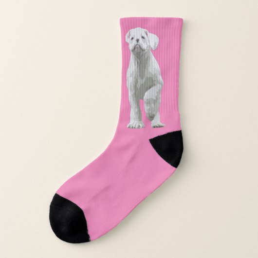 Hondenliefhebbers Gifts - Fun White Boxer Dog Sokken (Links - buitenkant)