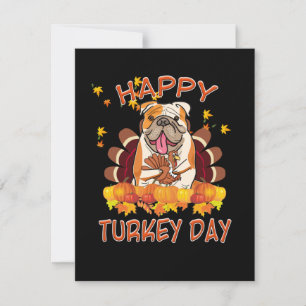 hondenliefhebbers   Happy Turkey Day Funny Bulldog Bedankkaart