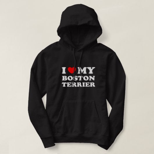 Hondenliefhebbers hart I hou van mijn Boston Terri Hoodie (Design voorkant)