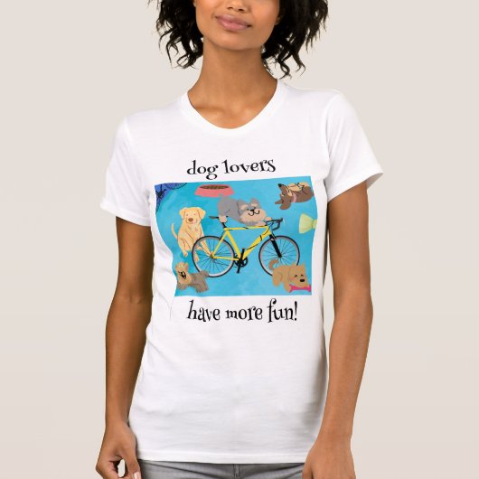Hondenliefhebbers hebben meer plezier Gele Fiets e T-shirt (Voorkant)