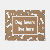 Hondenliefhebbers hier Bruin White Dog Bone Patroo Deurmat (Voorkant)