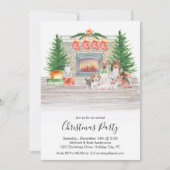 Hondenliefhebbers Katten Kerst Open haard Scene Pa Kaart (Voorkant)