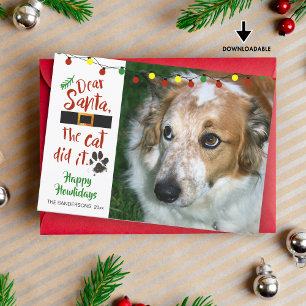 Hondenliefhebbers, "Lieve Kerstman, de Kat Heeft h Feestdagenkaart