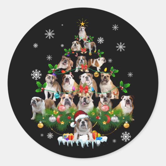 Hondenliefhebbers | Ornamenten met kerstbomen voor Ronde Sticker (Voorkant)