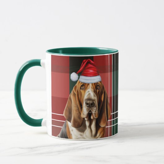 Hondenliefhebber's Red Green Plaid Basset Hound Ho Mok (Links)