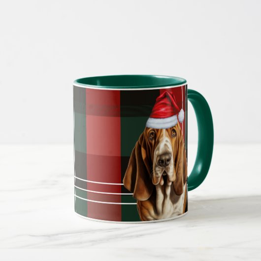 Hondenliefhebber's Red Green Plaid Basset Hound Ho Mok (Voorkant rechts)