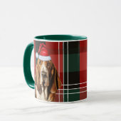 Hondenliefhebber's Red Green Plaid Basset Hound Ho Mok (Voorkant links)