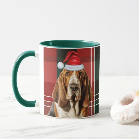 Hondenliefhebber's Red Green Plaid Basset Hound Ho Mok (Met donut)