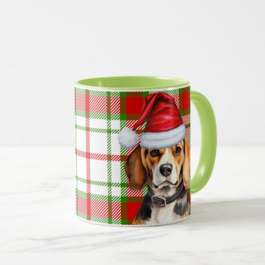 Hondenliefhebber's Red Green Plaid en Beagle vakan Mok (Voorkant rechts)
