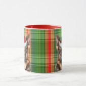 Hondenliefhebber's Red Green Plaid en GSD Holiday Mok (Midden)