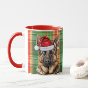 Hondenliefhebber's Red Green Plaid en GSD Holiday Mok