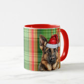 Hondenliefhebber's Red Green Plaid en GSD Holiday Mok (Voorkant rechts)