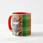 Hondenliefhebber's Red Green Plaid en GSD Holiday Mok (Voorkant links)