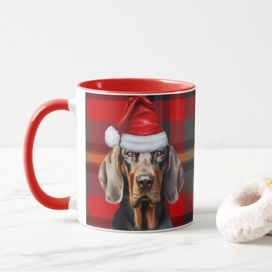 Hondenliefhebber's Red Plaid Black Tan Coonhound H Mok (Met donut)