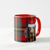 Hondenliefhebber's Red Plaid Black Tan Coonhound H Mok (Voorkant rechts)