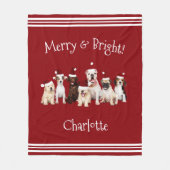 Hondenliefhebbers rode kerstdeken met naam fleece deken (Voorkant)