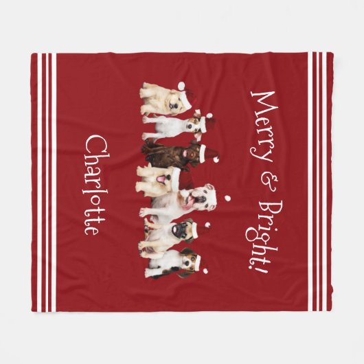 Hondenliefhebbers rode kerstdeken met naam fleece deken (Voorkant (Horizontaal))
