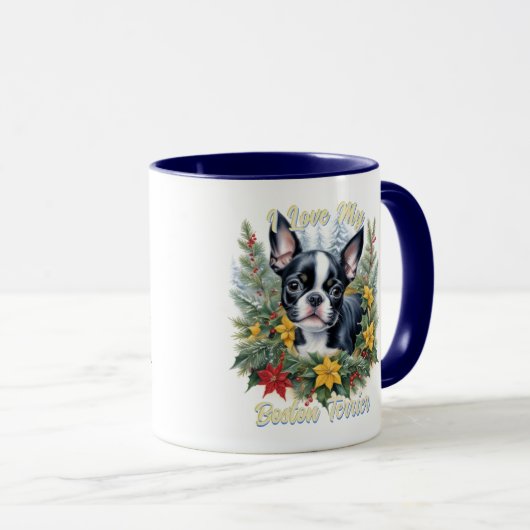 Hondenliefhebbers Schattig Boston Terrier Winterth Mok (Voorkant rechts)