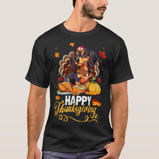 Hondenliefhebbers Schattigee Teckel Turkije Happy  T-shirt (Voorkant)