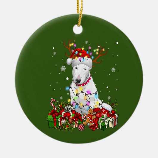 Hondenliefhebbers voor kerstfeestdagen met Bull Te Keramisch Ornament (Voorkant)