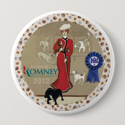 hondenliefhebbers voor Romney Ronde Button 4,0 Cm (Voorkant)