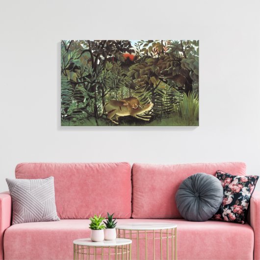 Hondenlion van Henri Rousseau,  dier in het wild Canvas Afdruk (Insitu (Woonkamer))