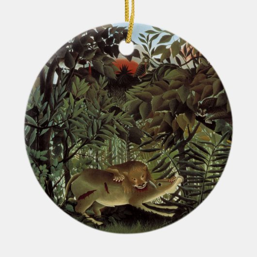 Hondenlion van Henri Rousseau, dier in het wild Keramisch Ornament (Voorkant)