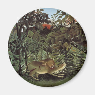 Hondenlion van Henri Rousseau,  dier in het wild Magneet